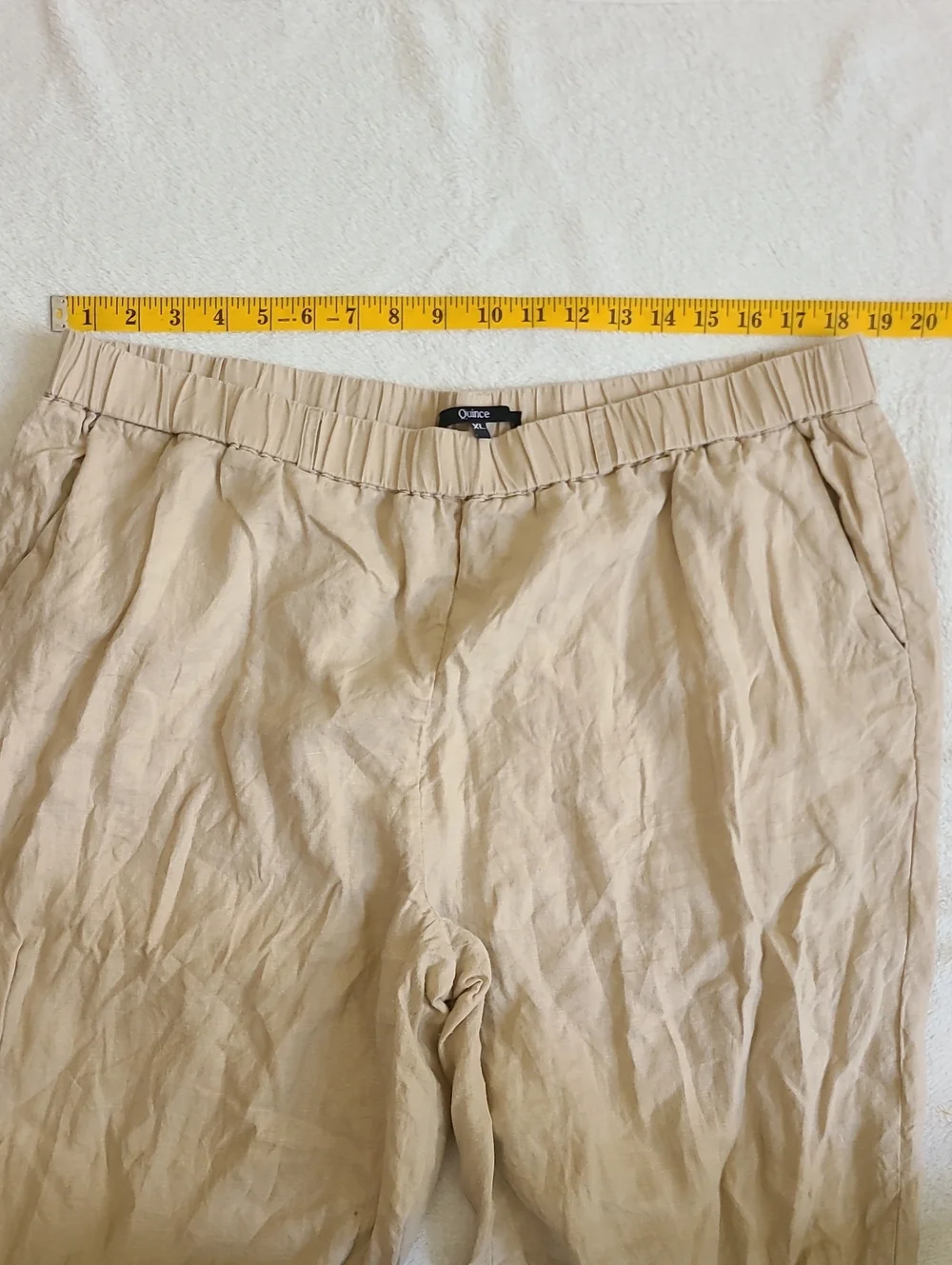 Quince 100% European Linen Cropped Wide Leg Pants Driftwood Tan XL